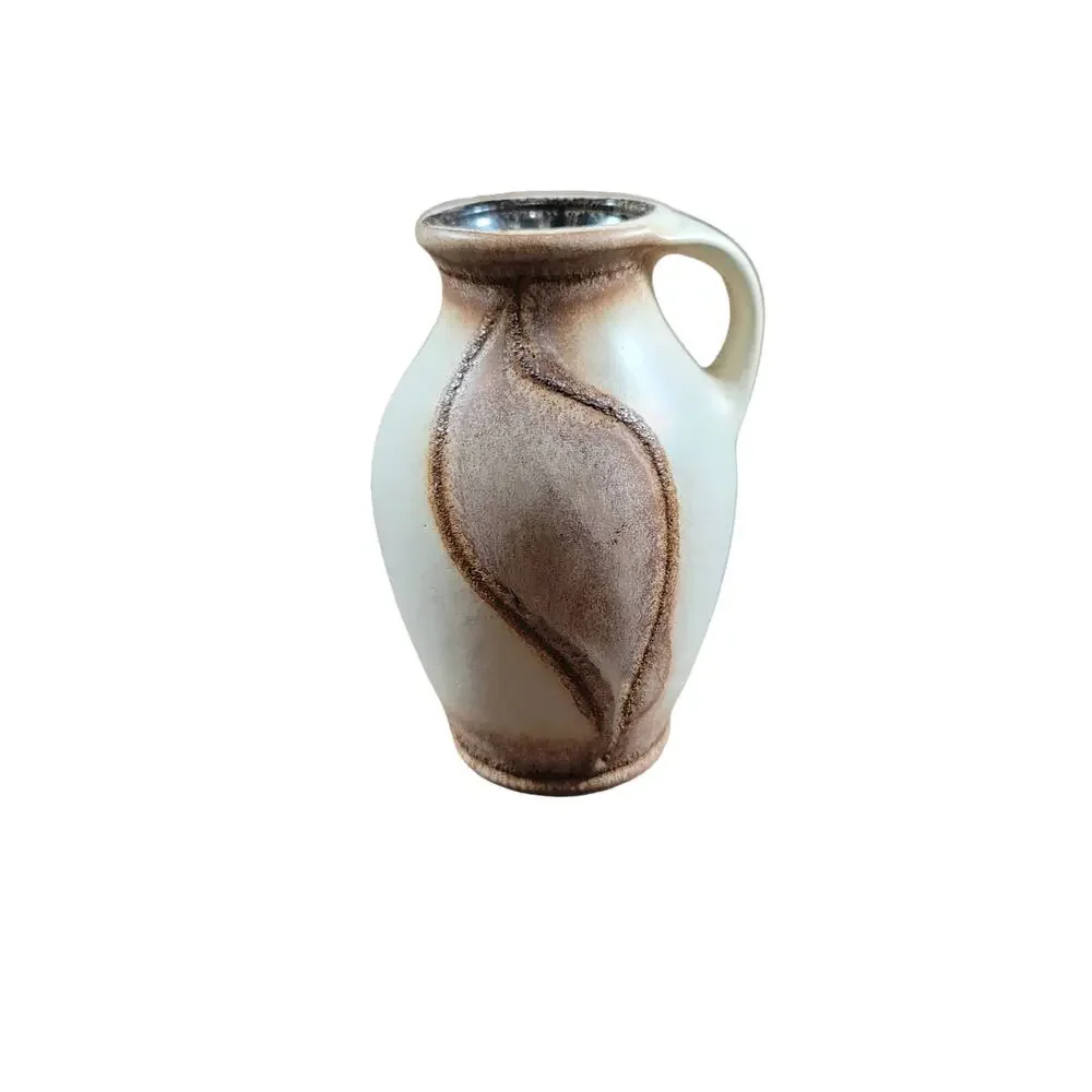 Vintage Bay Keramik West German Brown & Beige Handle Vase Jug 651-14 5.5